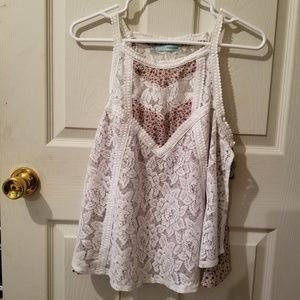 Red White and Blue Rose Printed Tank Top